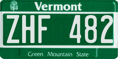 VT license plate ZHF482