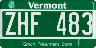 VT license plate ZHF483