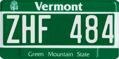 VT license plate ZHF484