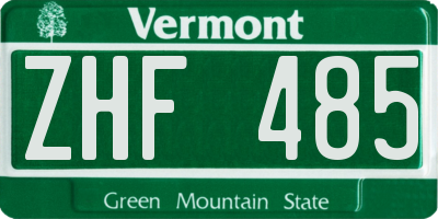VT license plate ZHF485