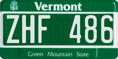 VT license plate ZHF486