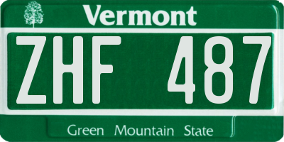 VT license plate ZHF487