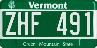 VT license plate ZHF491