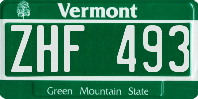 VT license plate ZHF493