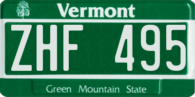 VT license plate ZHF495