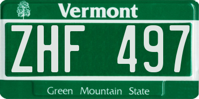 VT license plate ZHF497