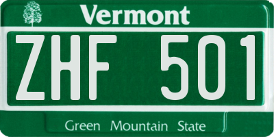 VT license plate ZHF501
