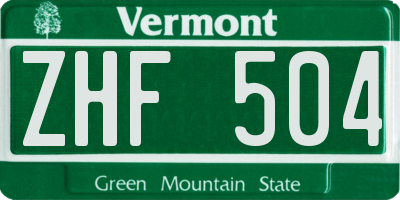 VT license plate ZHF504