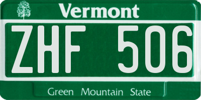VT license plate ZHF506