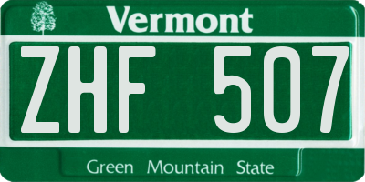 VT license plate ZHF507
