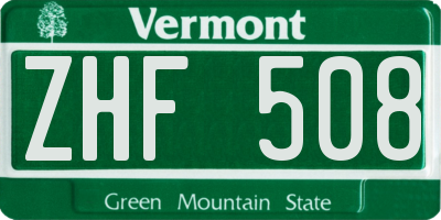 VT license plate ZHF508