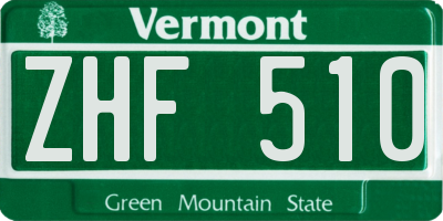 VT license plate ZHF510