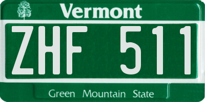 VT license plate ZHF511