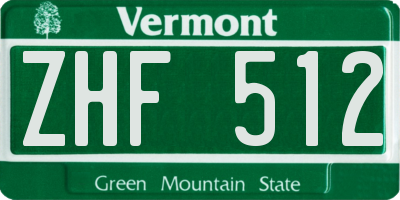 VT license plate ZHF512