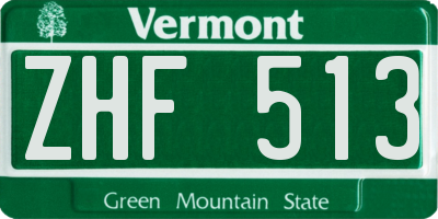 VT license plate ZHF513