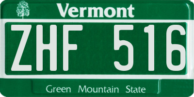 VT license plate ZHF516