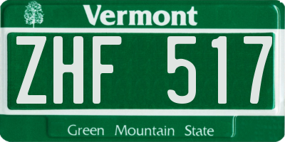 VT license plate ZHF517