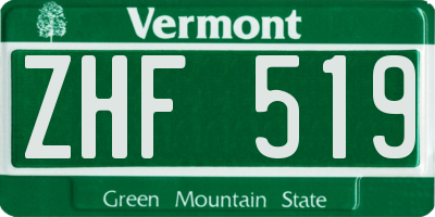 VT license plate ZHF519