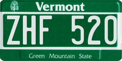 VT license plate ZHF520