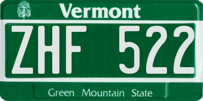 VT license plate ZHF522