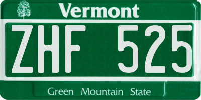 VT license plate ZHF525