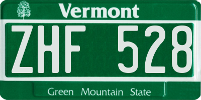 VT license plate ZHF528