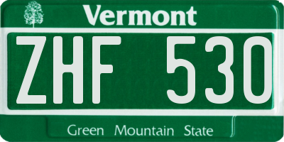 VT license plate ZHF530