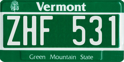 VT license plate ZHF531