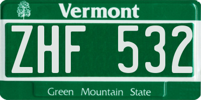 VT license plate ZHF532