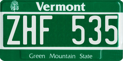VT license plate ZHF535