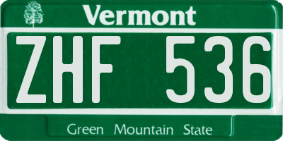 VT license plate ZHF536
