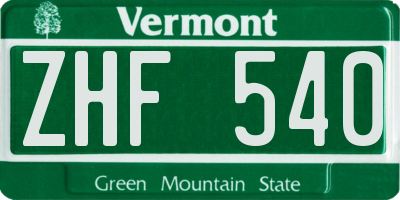 VT license plate ZHF540