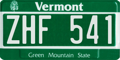 VT license plate ZHF541