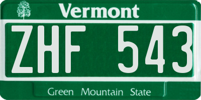 VT license plate ZHF543