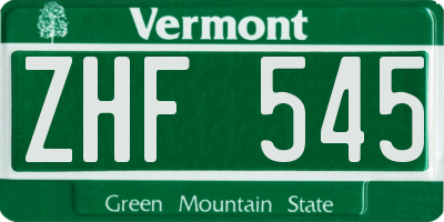VT license plate ZHF545