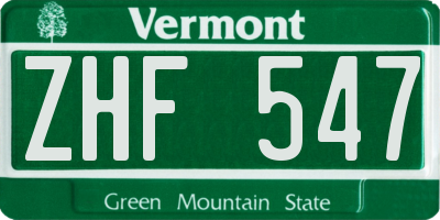 VT license plate ZHF547