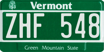 VT license plate ZHF548