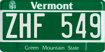 VT license plate ZHF549