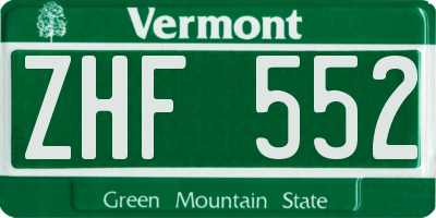 VT license plate ZHF552