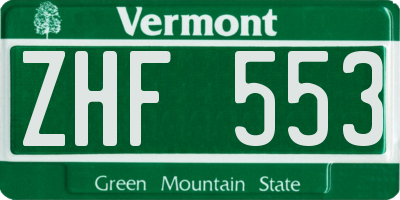 VT license plate ZHF553