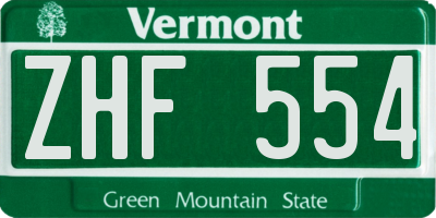 VT license plate ZHF554