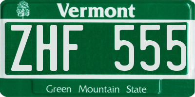 VT license plate ZHF555