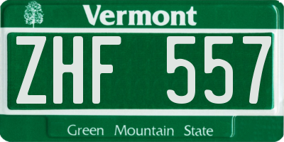 VT license plate ZHF557