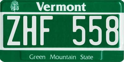 VT license plate ZHF558