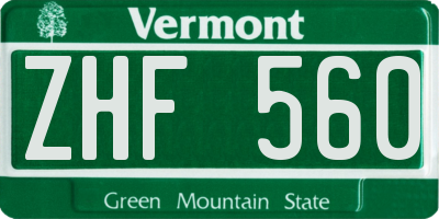 VT license plate ZHF560