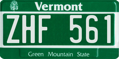 VT license plate ZHF561
