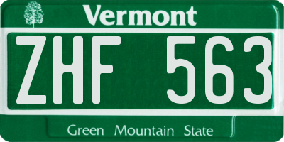 VT license plate ZHF563