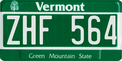 VT license plate ZHF564
