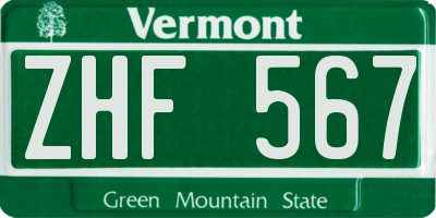 VT license plate ZHF567