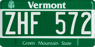 VT license plate ZHF572